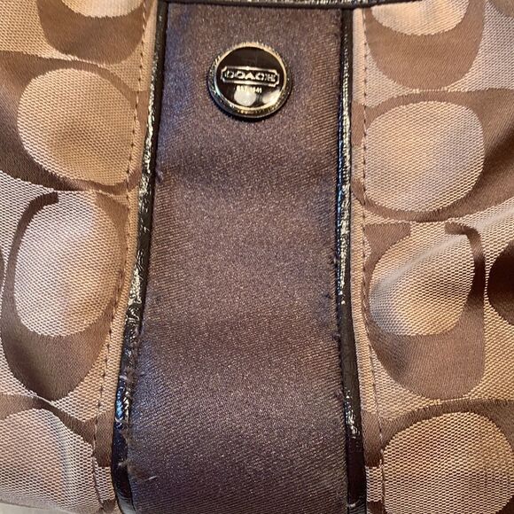 Coach Purse Signature Large Brown Beige  Satchel Handles Shoulder Strap Woman - Picture 14 of 14